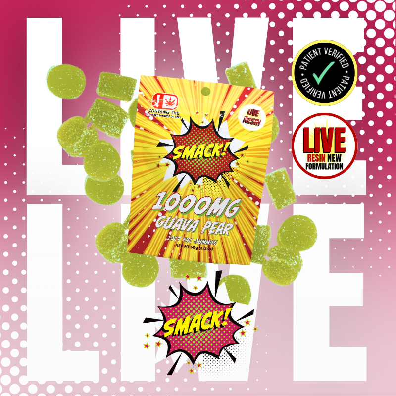 Smack - LIVE RESIN -1000mg 10ct. Gummies - Guava Pear