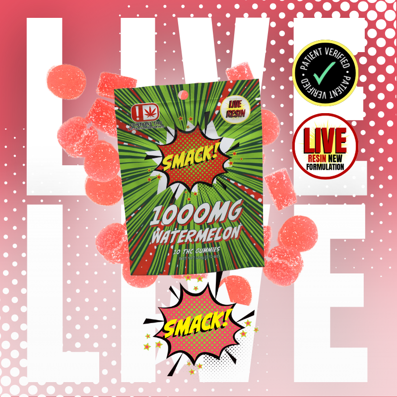 1000mg - Pectin - SMACK! Live Resin - Watermelon - 10ct
