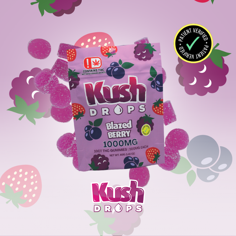 Kush Drops - 1000mg THC Blazed Berry Gummy 10ct