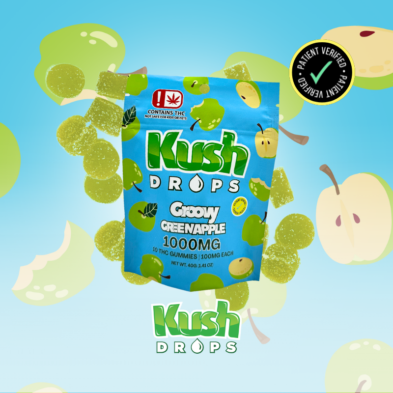 Kush Drops - 1000mg THC Groovy Green Apple Gummy 10ct