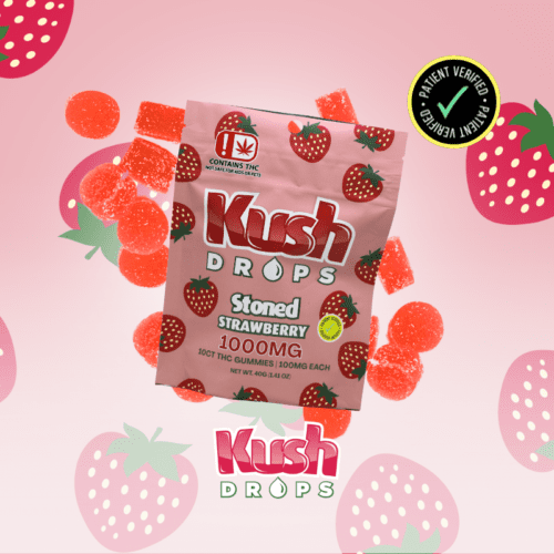 Kush Drops - 1000mg THC Stoned Strawberry Gummy 10ct