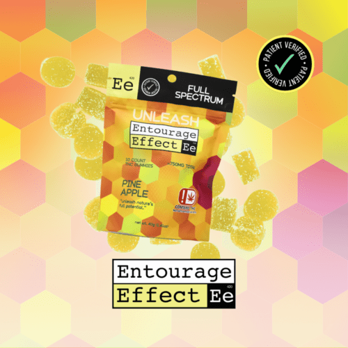 Entourage Effect - 25mg THC:50mg CBD :750mg FULL SPECTRUM Pineapple 10ct.