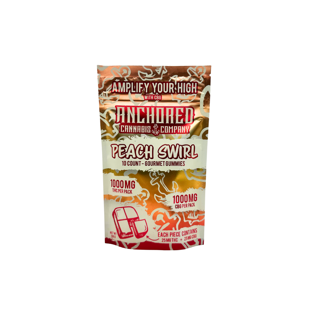 Anchored - Peach Swirl 100mg THC : 100mg CBG Gummy 10ct. - Image 4