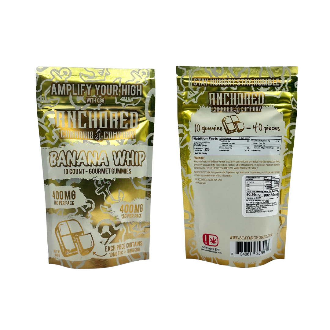 Anchored - Banana Whip 40mg THC : 40mg CBG Gummy 10ct. - Image 6