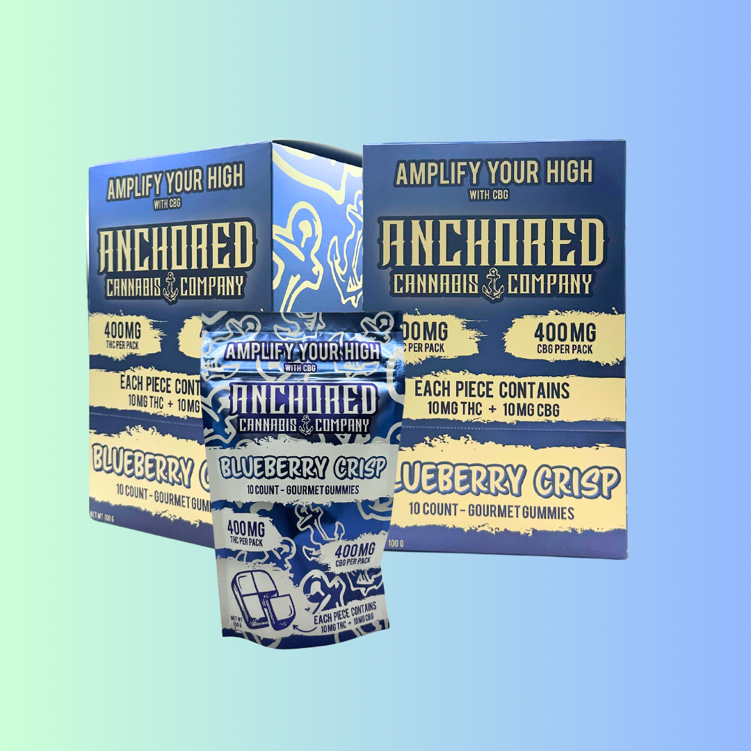 Anchored - Blueberry Crisp 40mg THC : 40mg CBG Gummy 10ct.