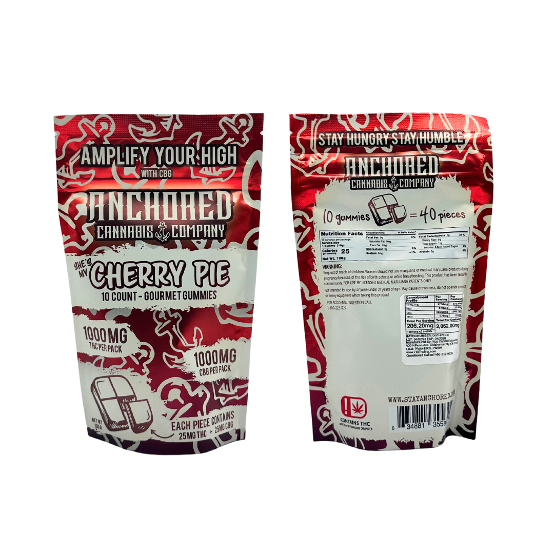 Anchored - Cherry Pie 100mg THC : 100mg CBG Gummy 10ct. - Image 6