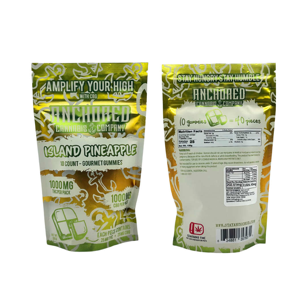 Anchored - Island Pineapple 100mg THC : 100mg CBG Gummy 10ct. - Image 6