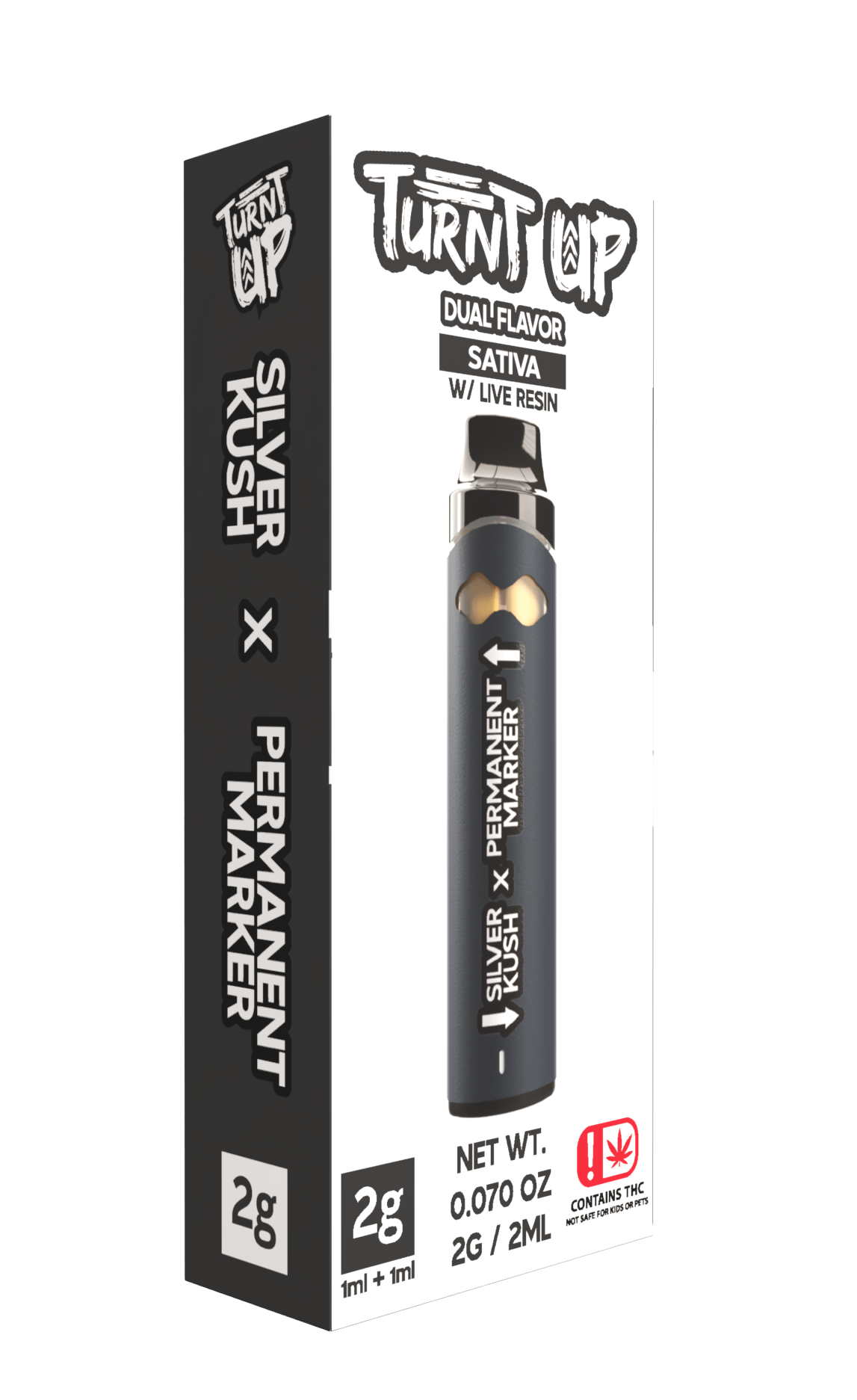 Turnt Up - 2g Disposable - Silver Kush x Permanent Marker - SAMPLE