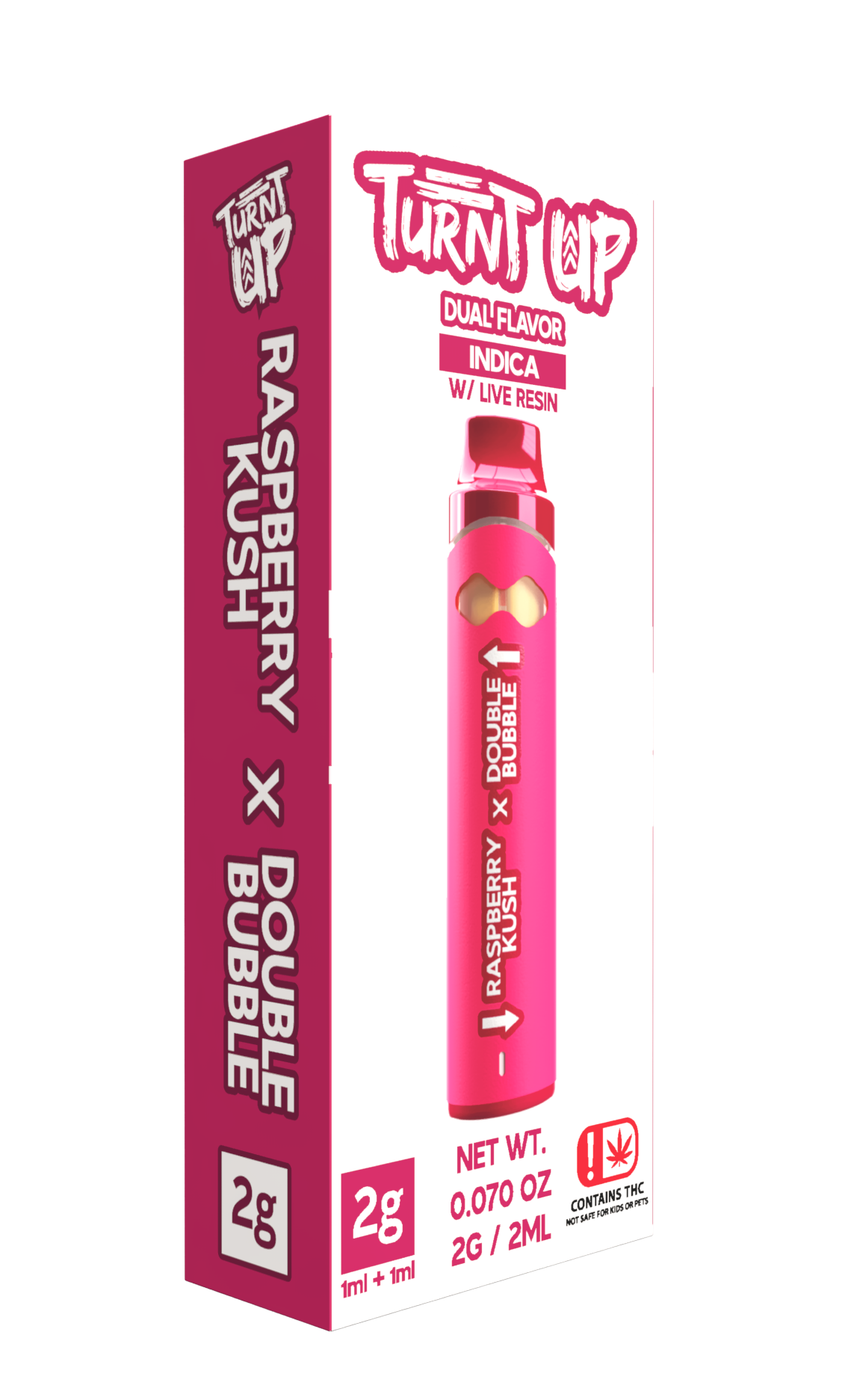 Turnt Up - 2g Disposable - Raspberry Kush x Double Bubble - SAMPLE